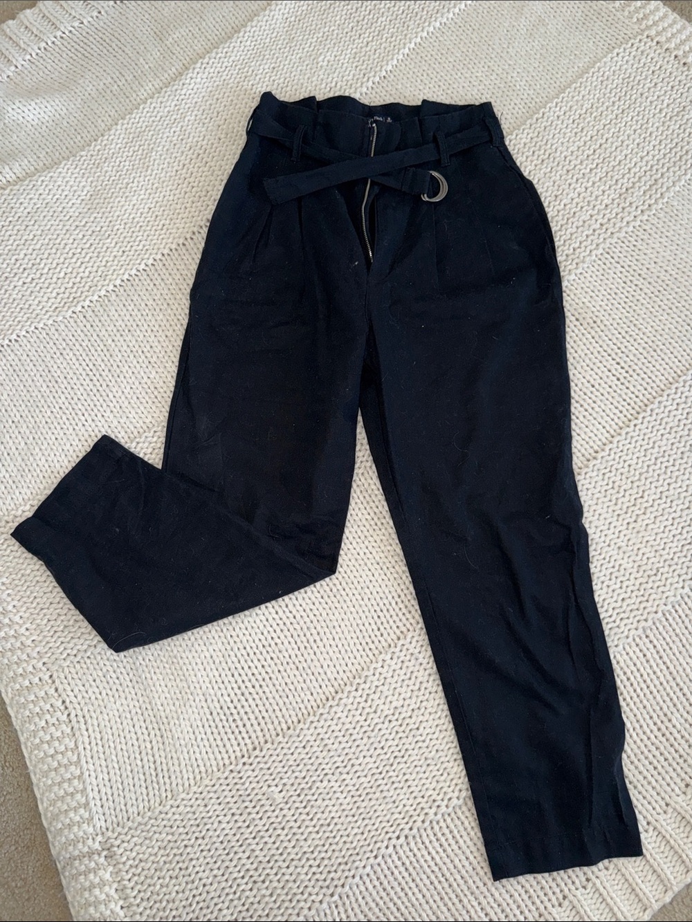 Abercrombie & Fitch black Belted Paperbag Trousers